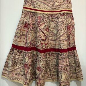 Zara Paisley Print Skirt with Red Accents